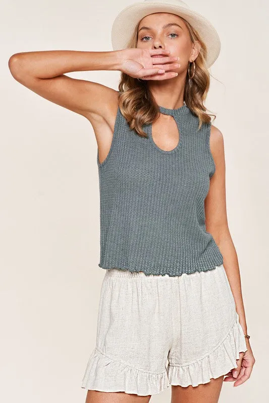 Smocked Waist Ruffle Hem Shorts