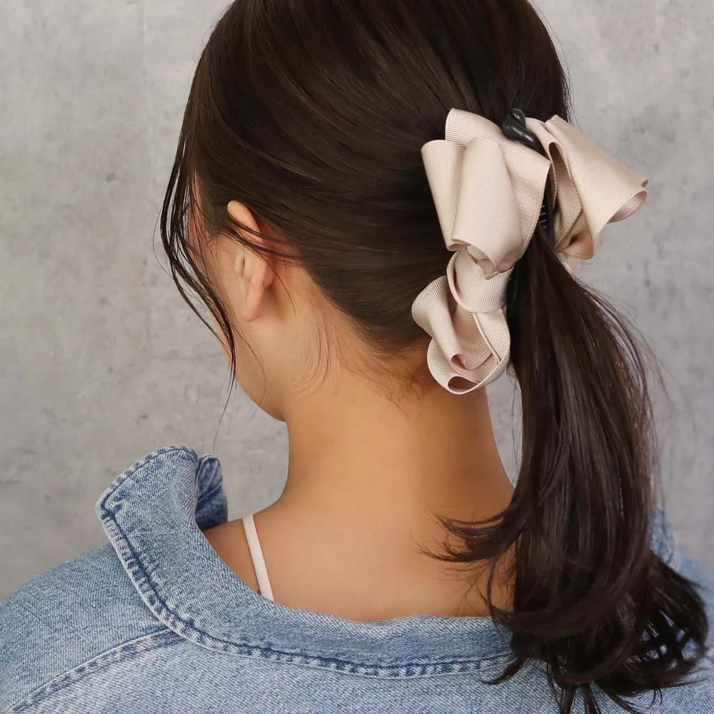 Solid Grosgrain Bow Banana Clip