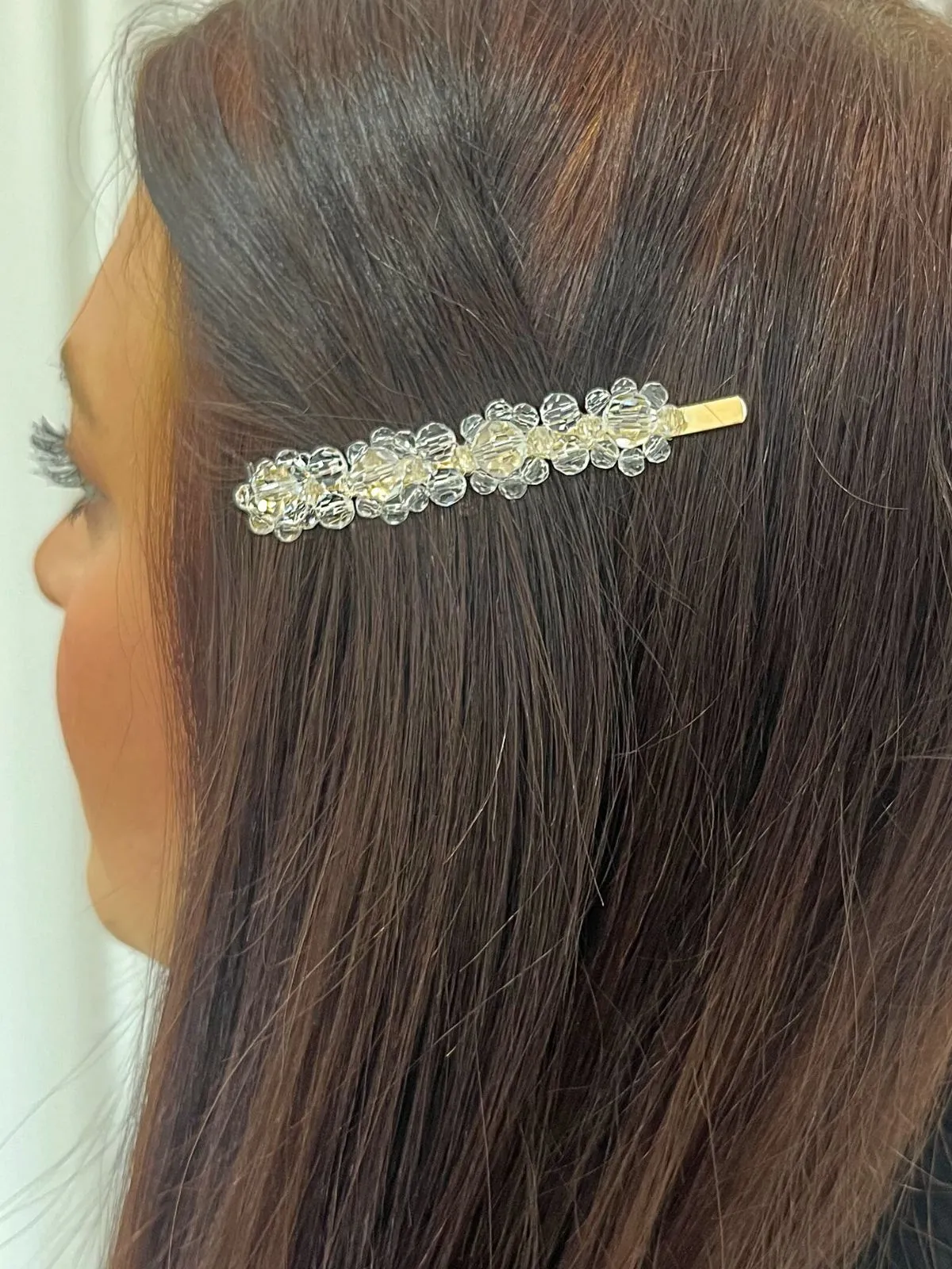 Sparkly Cluster Bead Hair Clip / Clear