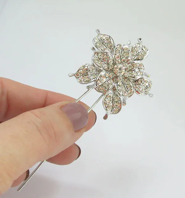 Star Flower Crystal Wedding Hair Pin