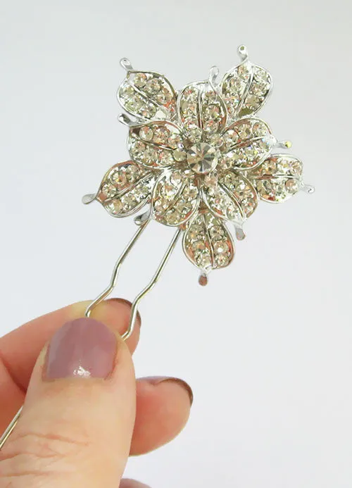 Star Flower Crystal Wedding Hair Pin