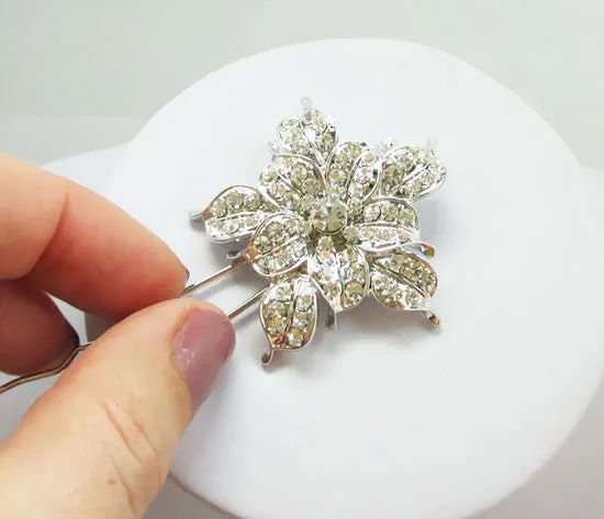 Star Flower Crystal Wedding Hair Pin
