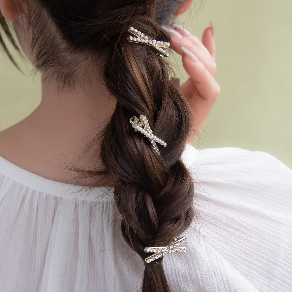 Studded Mini Cross Pinch Clip Set