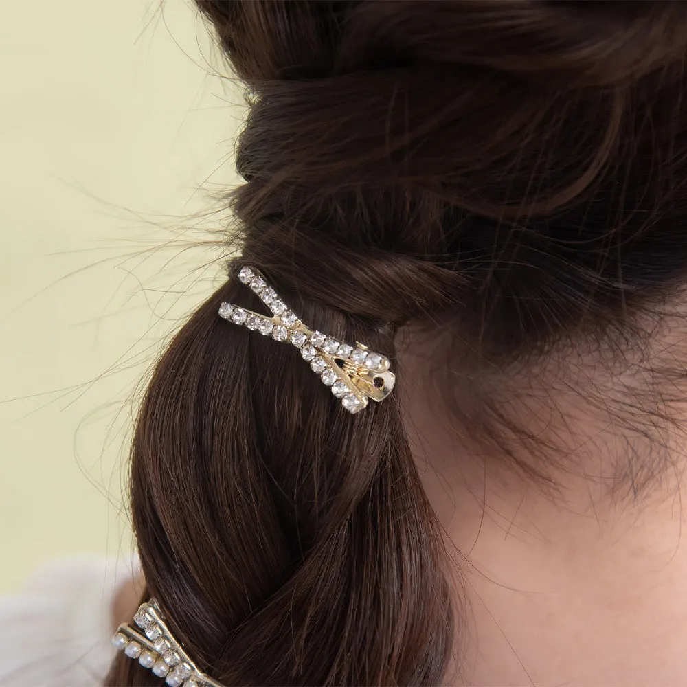 Studded Mini Cross Pinch Clip Set