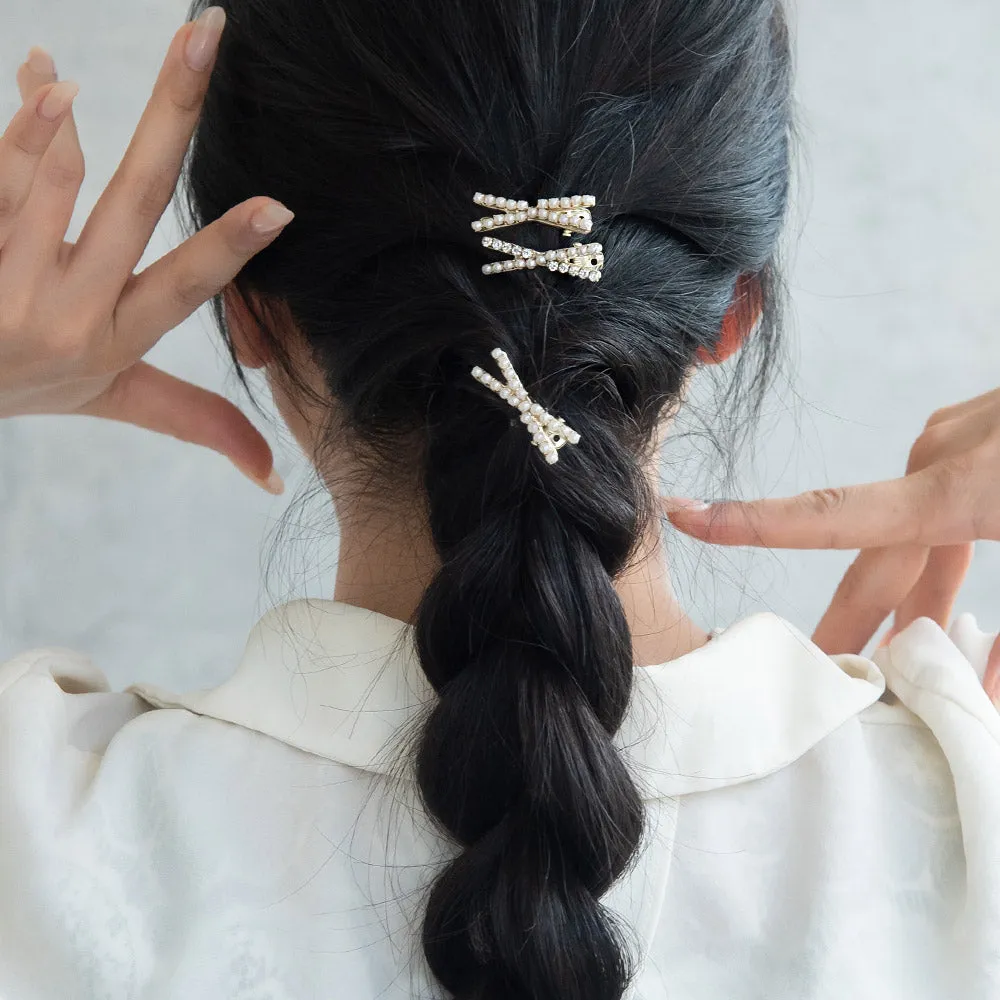 Studded Mini Cross Pinch Clip Set