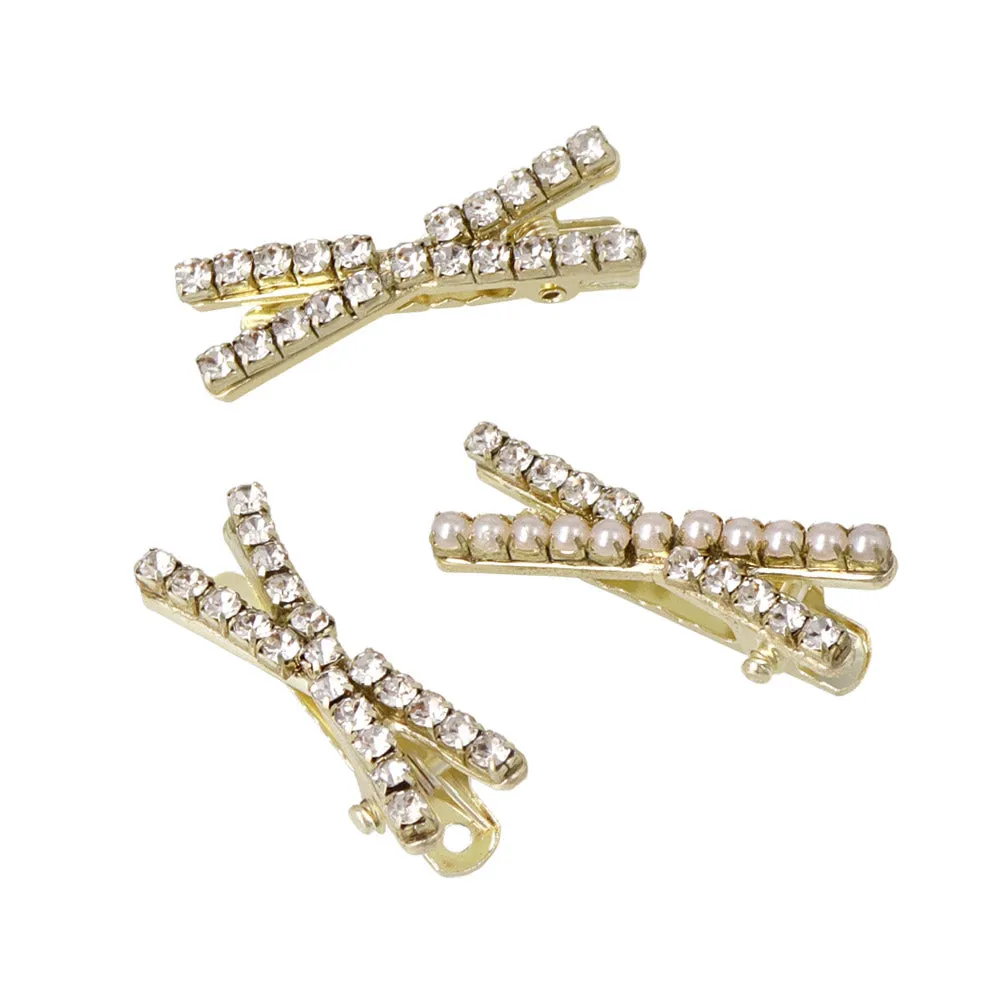 Studded Mini Cross Pinch Clip Set