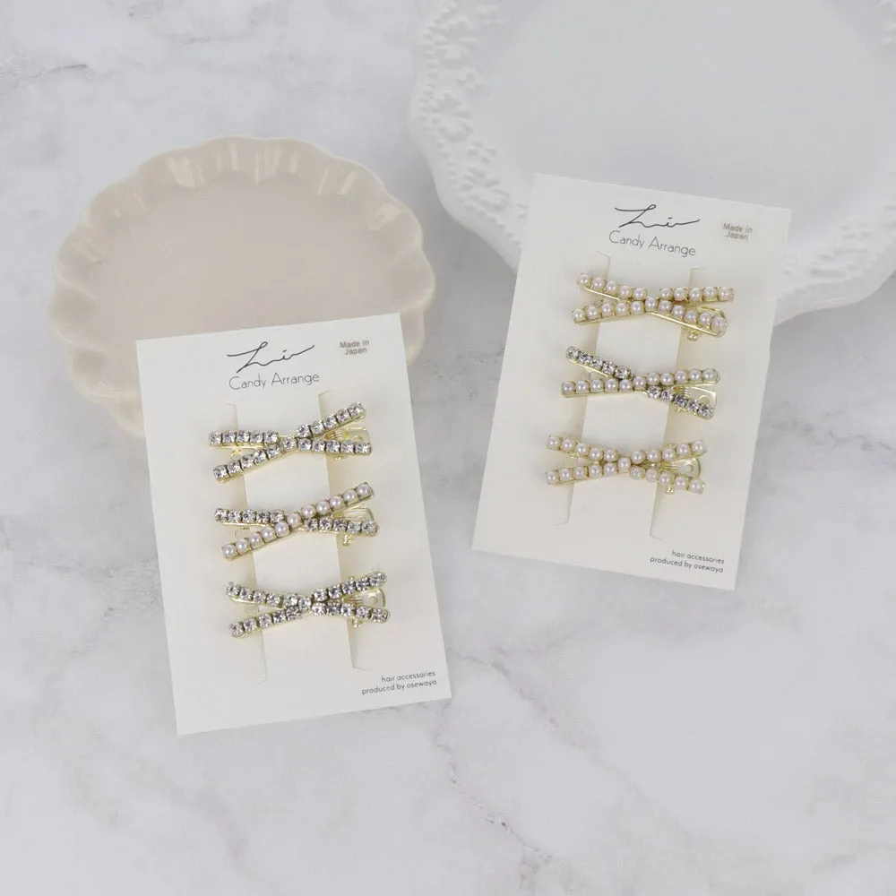 Studded Mini Cross Pinch Clip Set