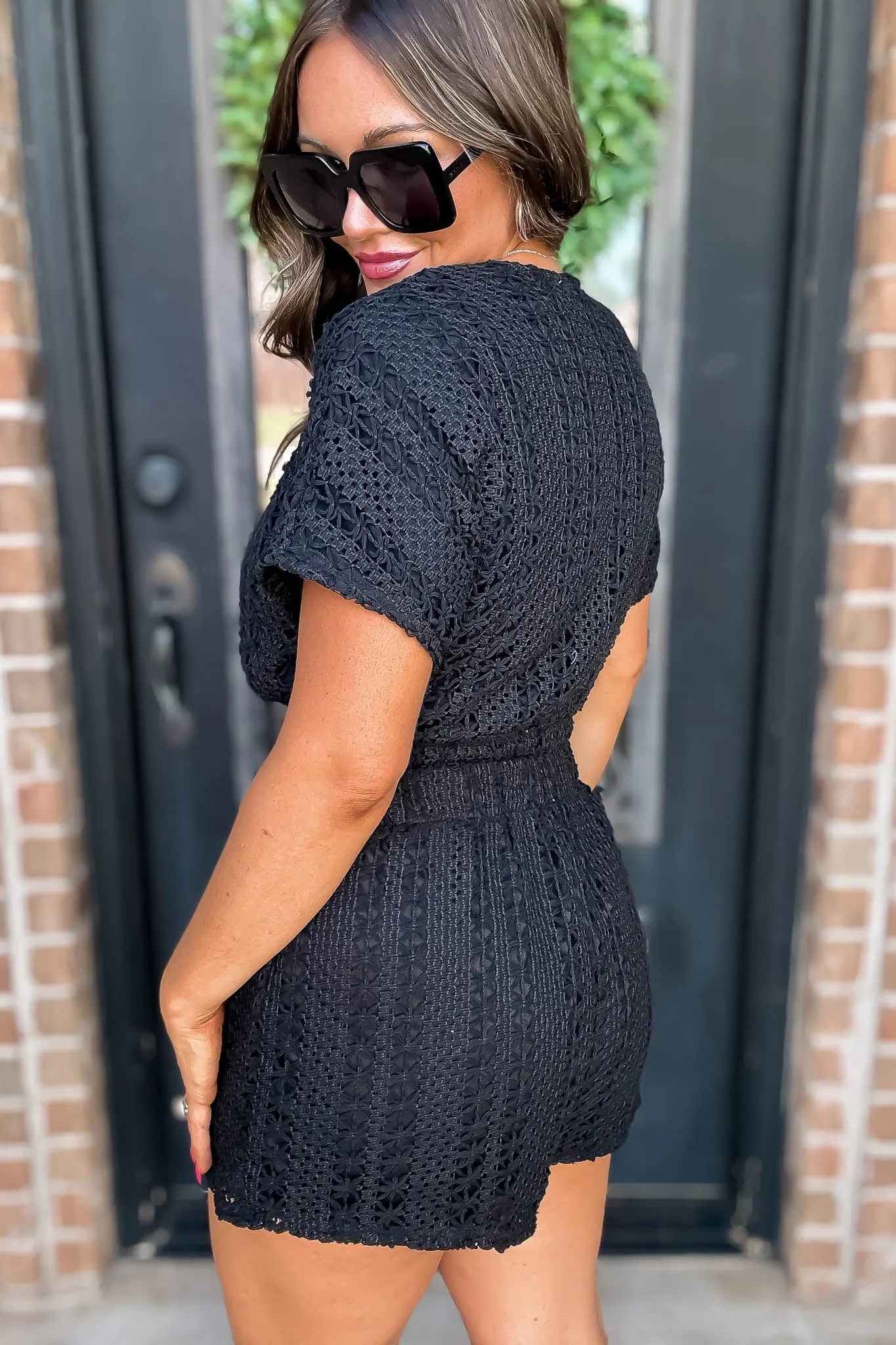 Sunburst Black Crochet Top
