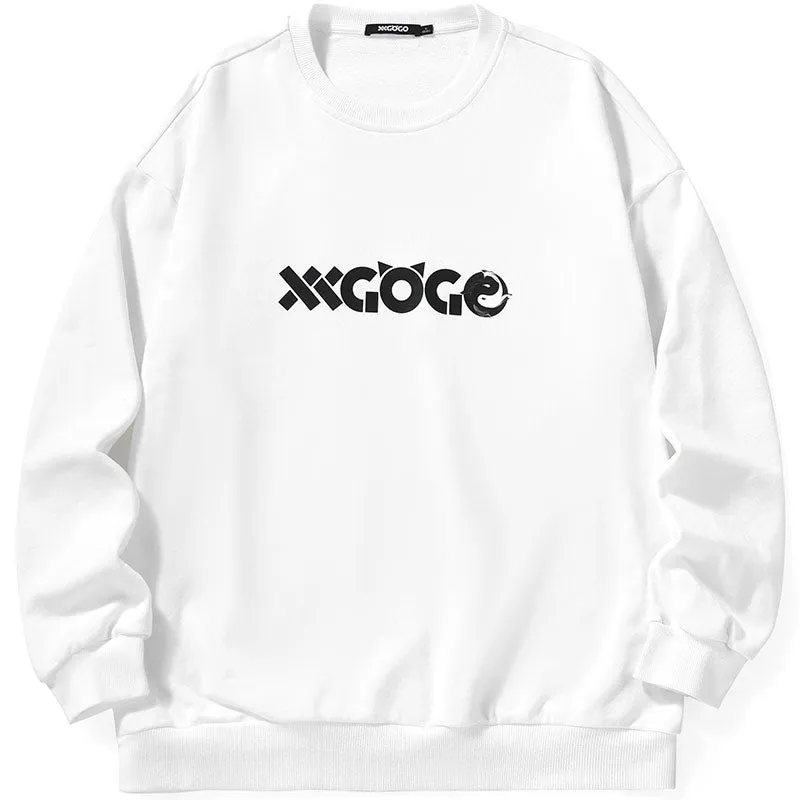 Taichi Fish Letter Print Cotton Sweatshirt