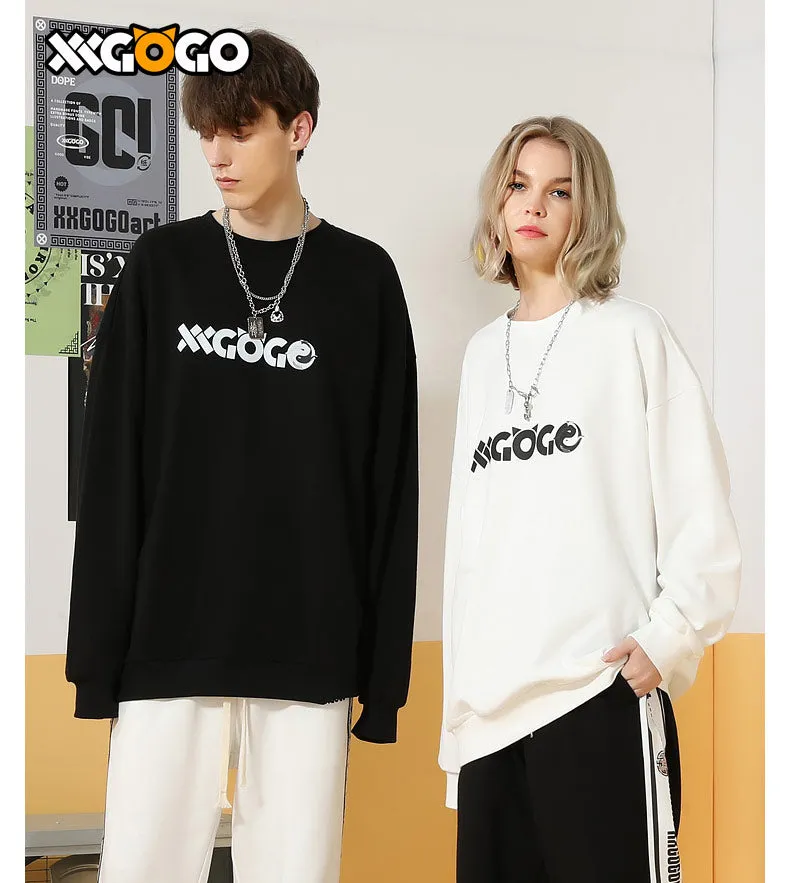 Taichi Fish Letter Print Cotton Sweatshirt