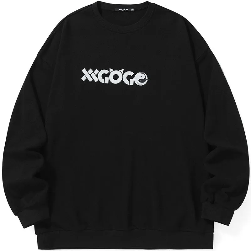 Taichi Fish Letter Print Cotton Sweatshirt