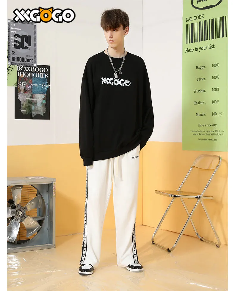 Taichi Fish Letter Print Cotton Sweatshirt