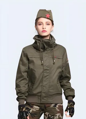 Techwear Army Bomber with Hood Women