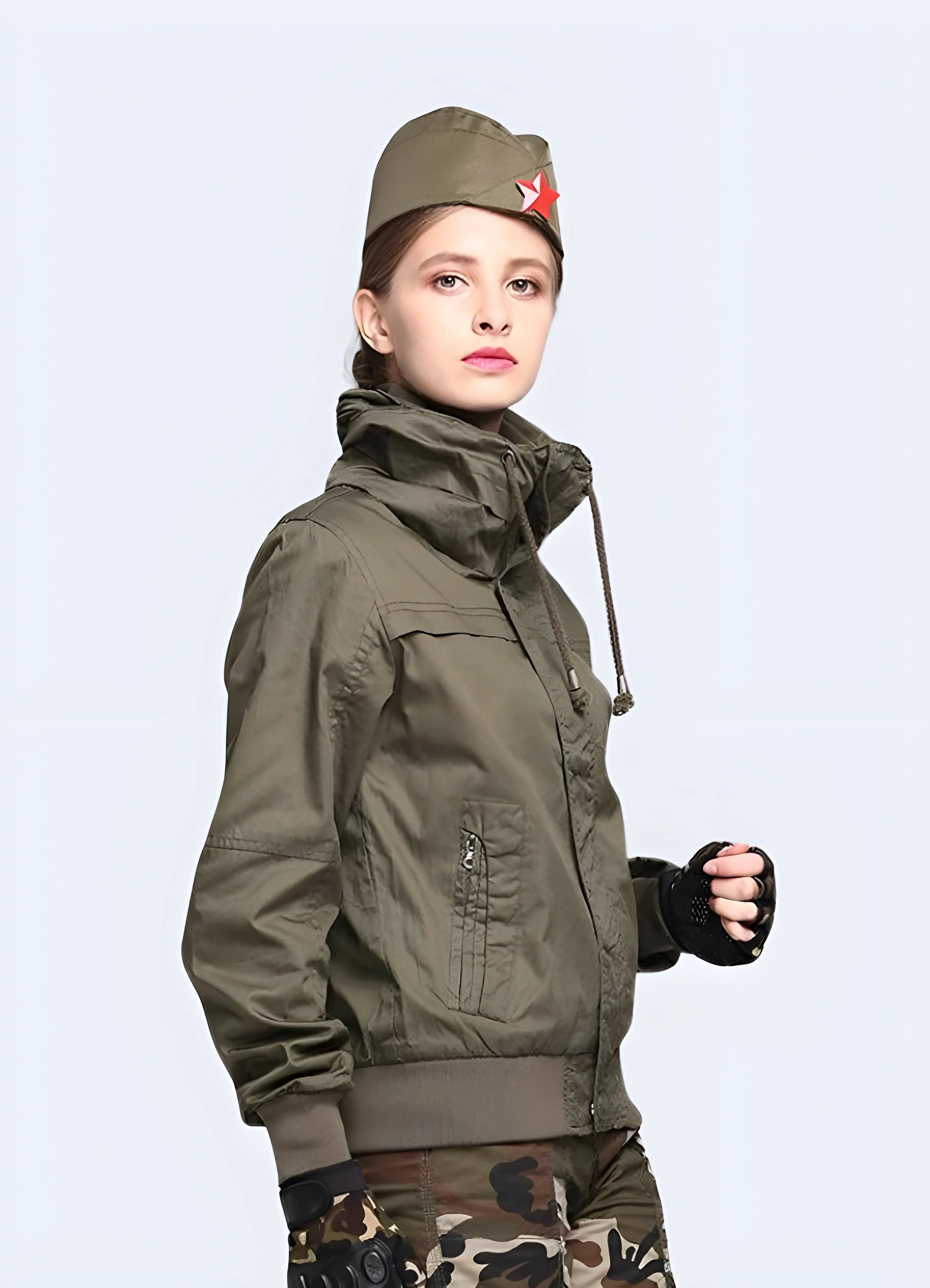 Techwear Army Bomber with Hood Women