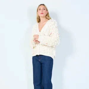 Textured open-front cardigan with sequins wholesale