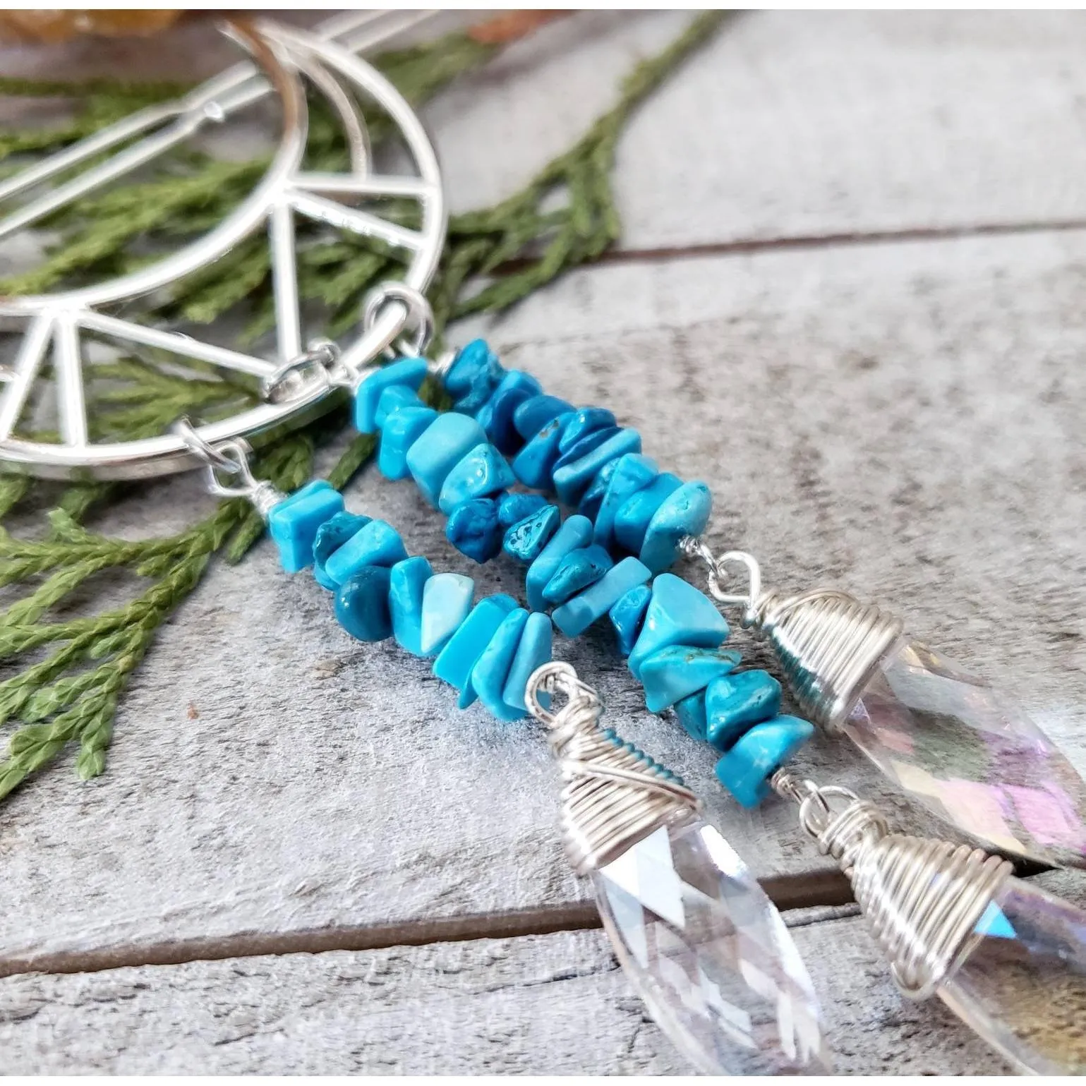 Turquoise moon hair clip
