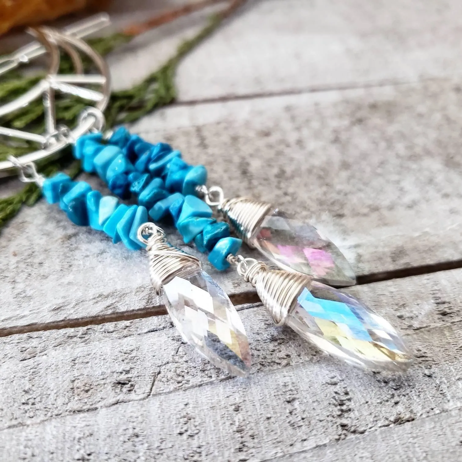 Turquoise moon hair clip