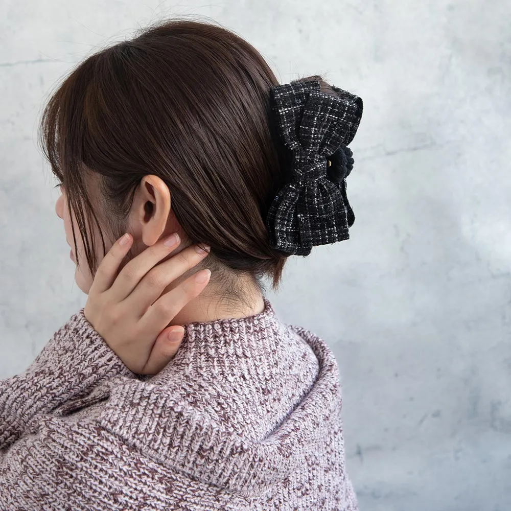 Tweed Bow Hair Claw