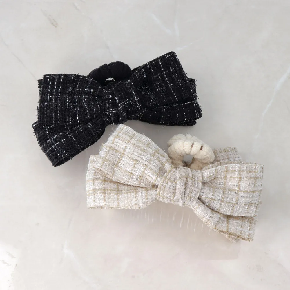 Tweed Bow Hair Claw