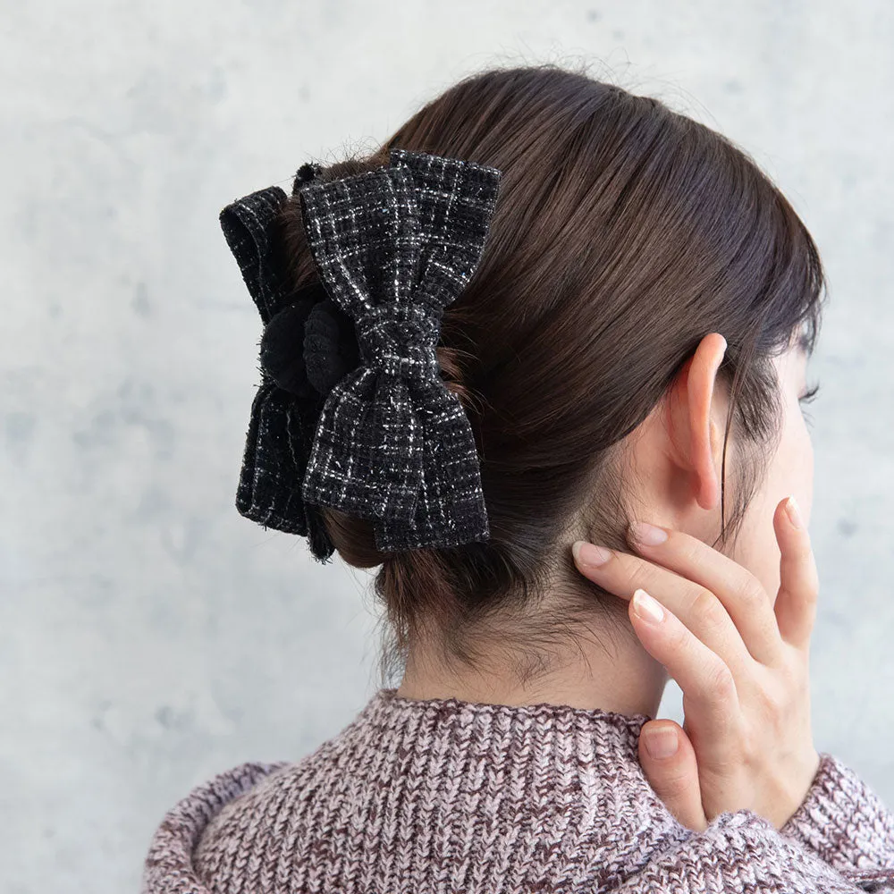 Tweed Bow Hair Claw