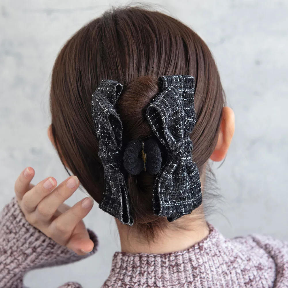 Tweed Bow Hair Claw