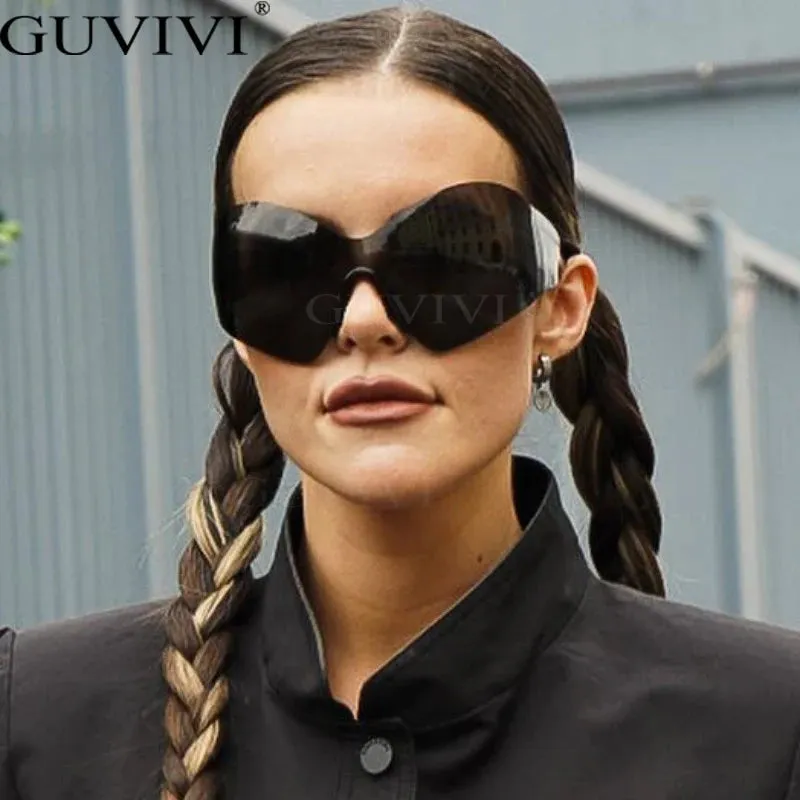 Unisex Steampunk Oversized Sunglasses- Designed w/ Futuristic Technology, Y2k Punk Vibe.