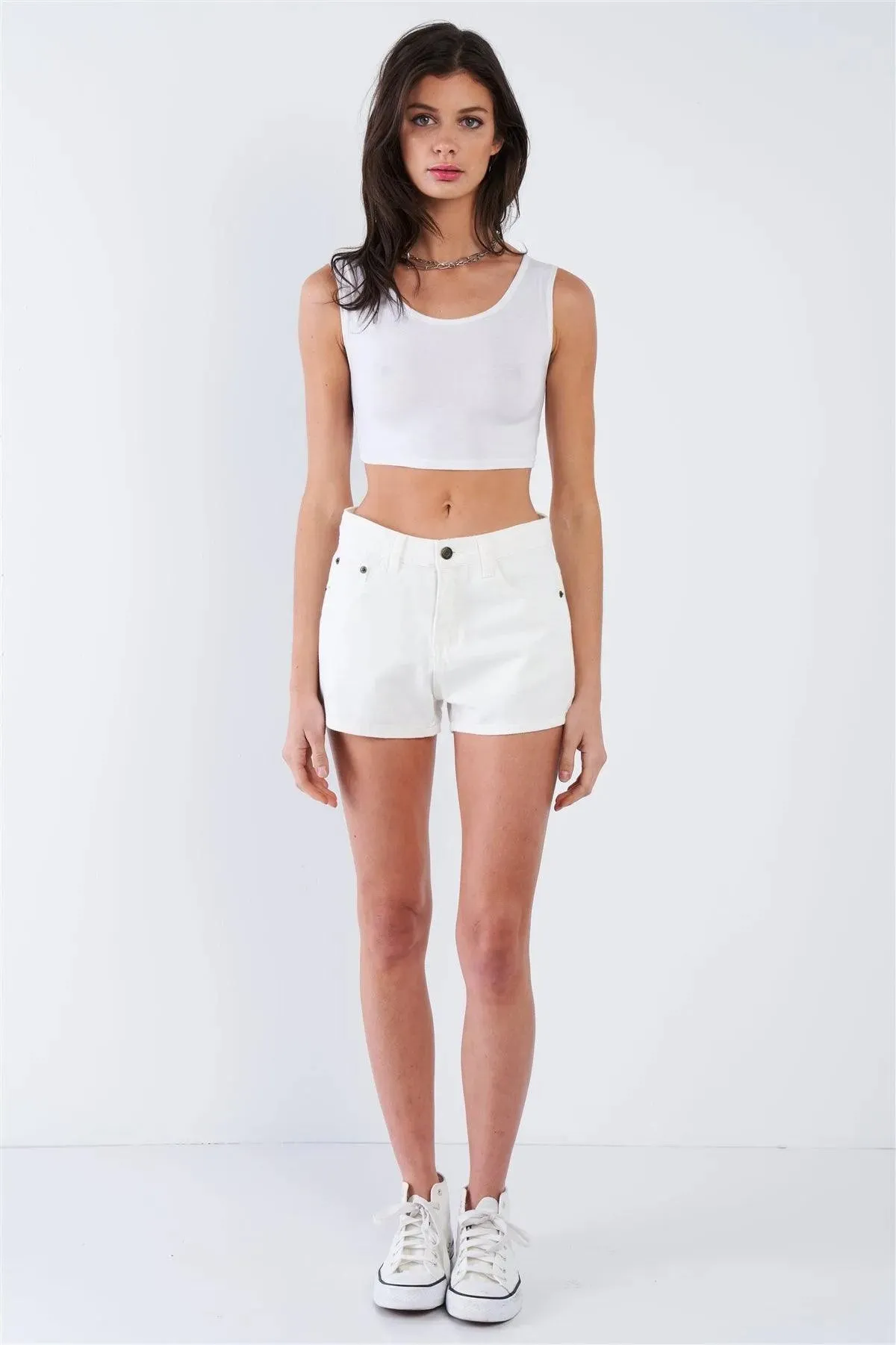 Vanilla White Vintage Solid Mini Short Shorts /1-2-1