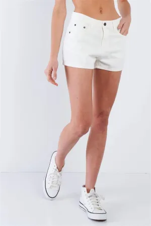 Vanilla White Vintage Solid Mini Short Shorts /1-2-1