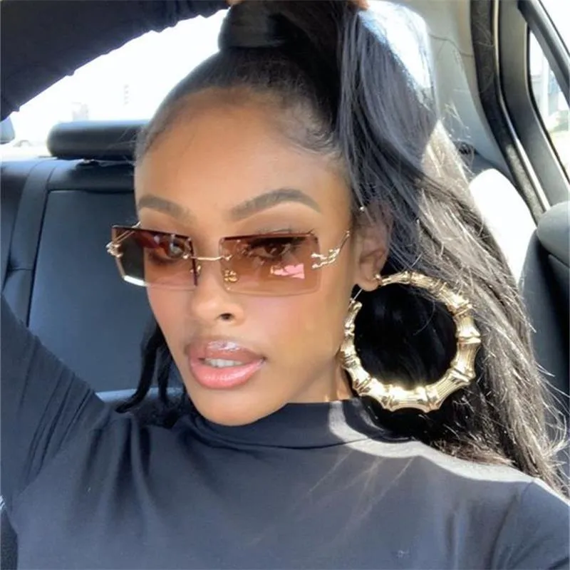 Vintage 90s retro rimless fashion sunglasses