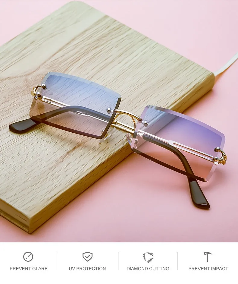 Vintage 90s retro rimless fashion sunglasses