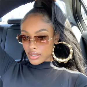 Vintage 90s retro rimless fashion sunglasses