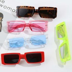Vintage Rectangle Candy Colour Sunglasses