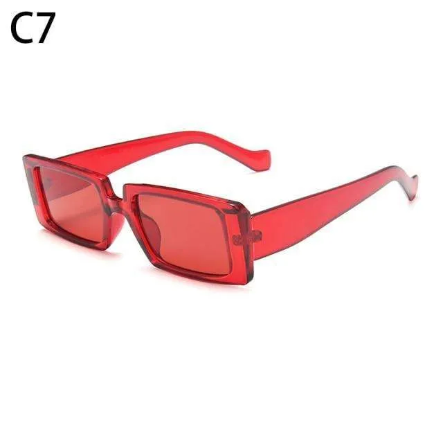 Vintage Rectangle Candy Colour Sunglasses