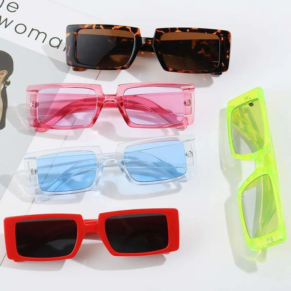 Vintage Rectangle Candy Colour Sunglasses