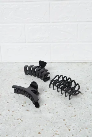 Women Black Solid Hair Claw Set (3 Piece)