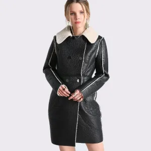 Women Winter Warm Leather Jackets Female Casual Black Faux Fur Long Coat Women's Slim Outerwear Lady Autumn PU Jackets Talever
