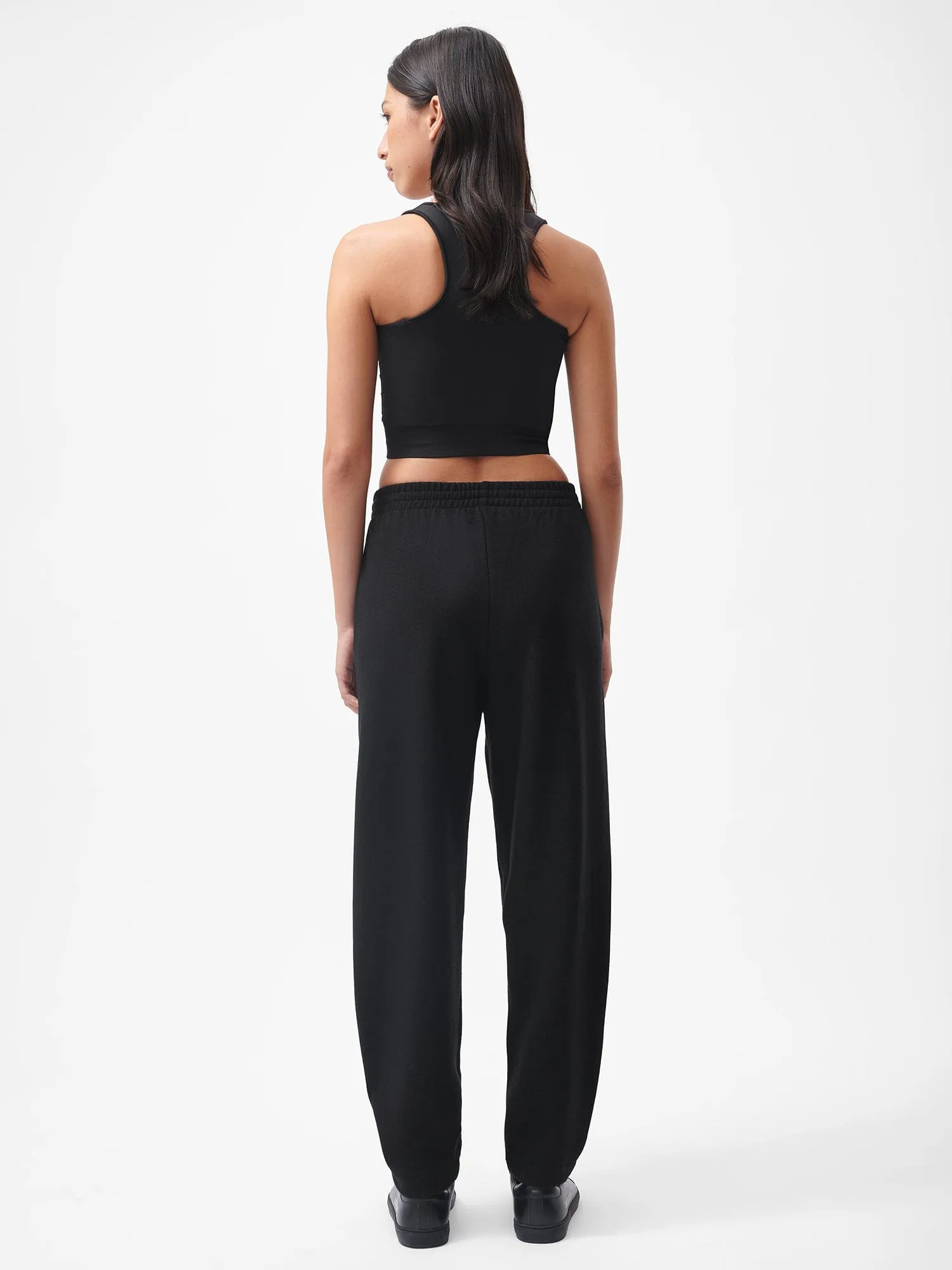 Womens Recycled Wool Jersey Barrel-Leg Track Pantsblack