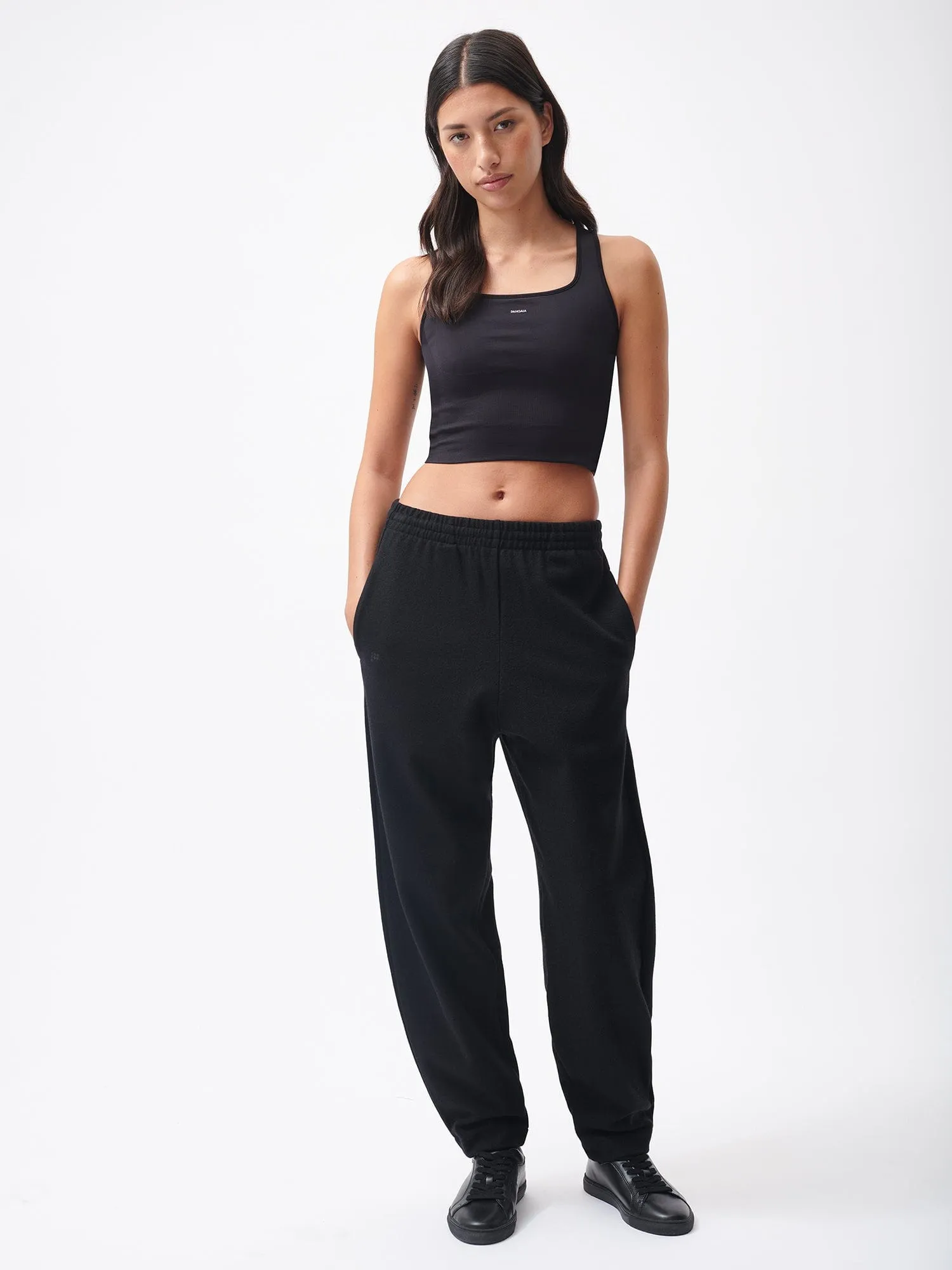 Womens Recycled Wool Jersey Barrel-Leg Track Pantsblack