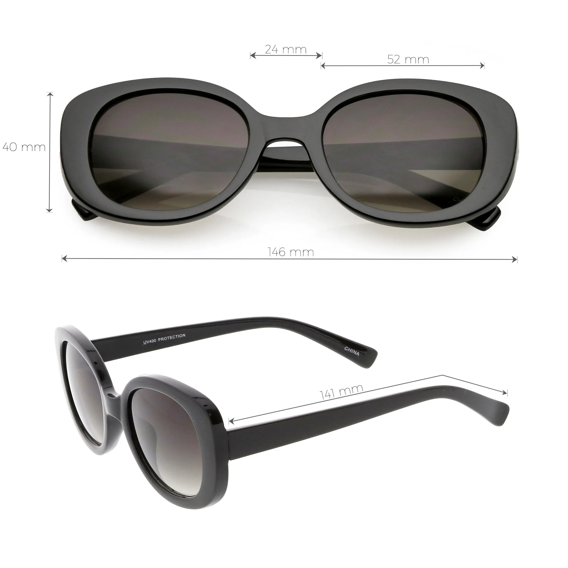Women's Retro Rounded 1950's Thick Frame Sunglasses C556