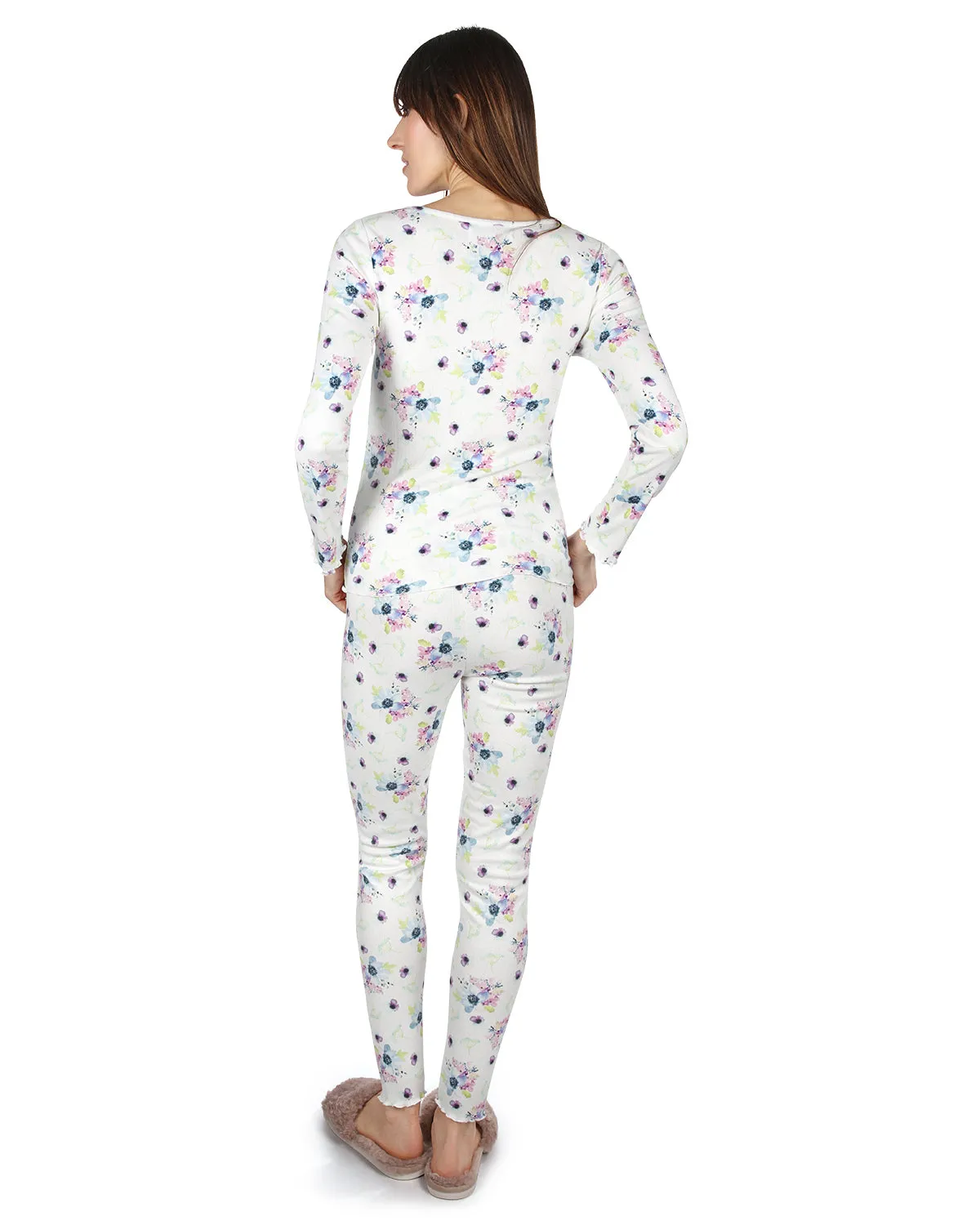 Women's Scalloped Edge Floral Two-Piece PJ Set