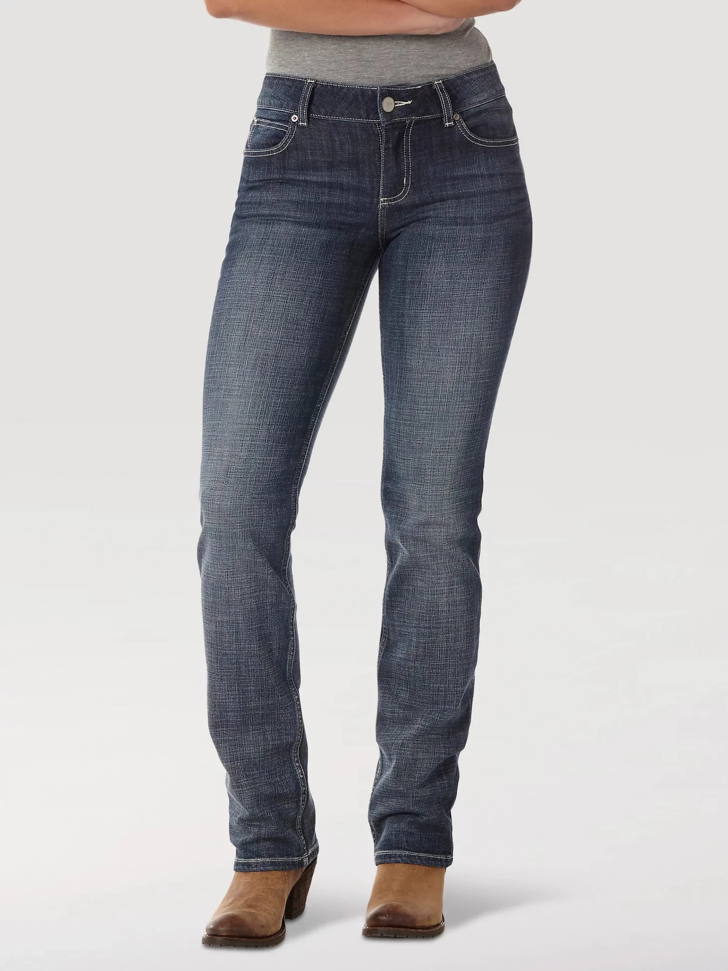 Women's Wrangler 09MWTMS Mid-Rise Straight Leg Jeans