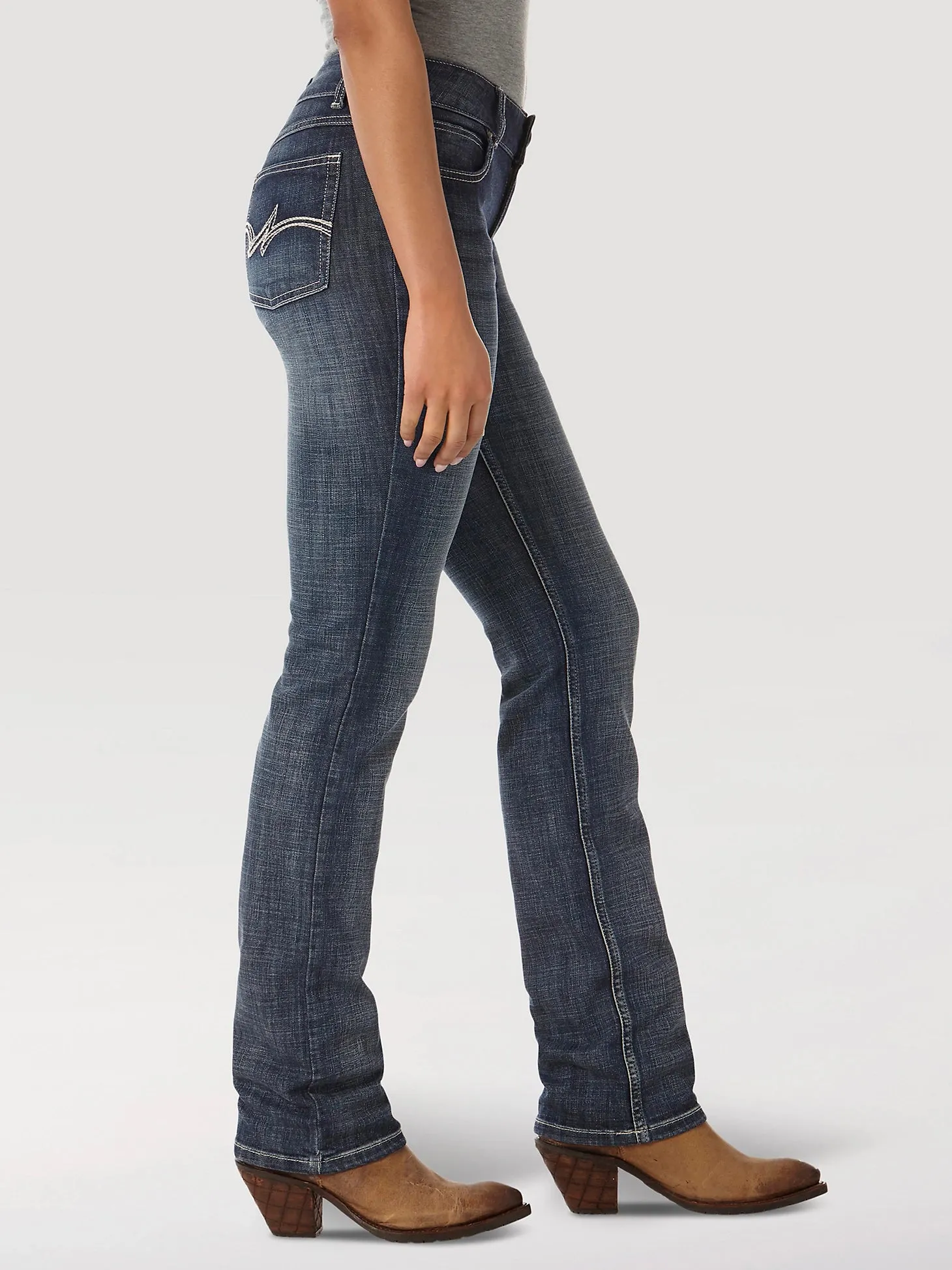 Women's Wrangler 09MWTMS Mid-Rise Straight Leg Jeans