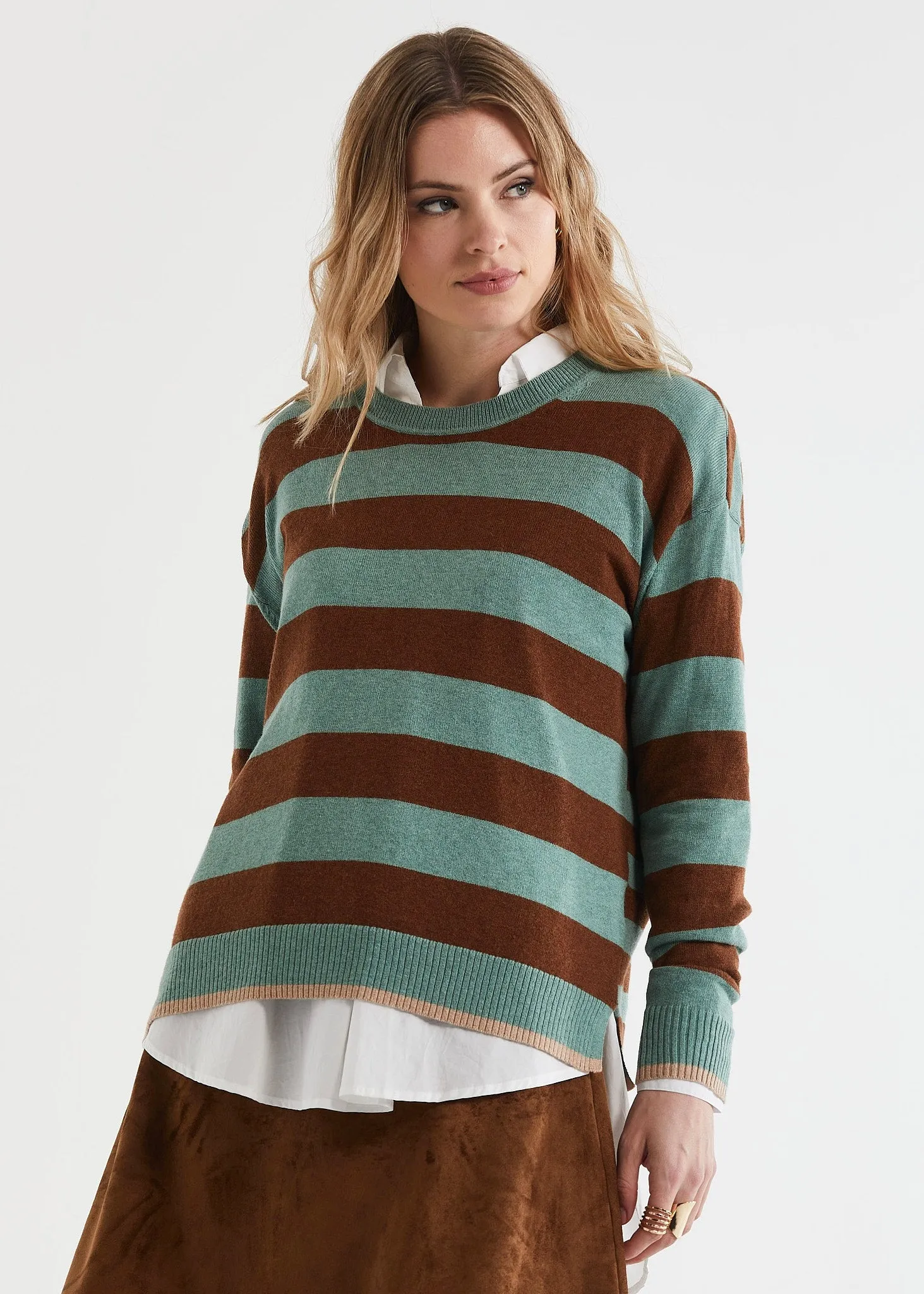 Zaket & Plover Block Stripe Crew
